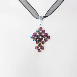 Pendant 40cm - Theophanie-Black Organza - Pendant 40cm - Laiton argenté